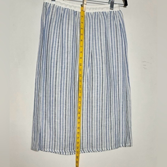 NWT Sita Murt Linen Blue & White Striped Midi Pull-On Skirt w/ Drawstring 8 (40) - Picture 13 of 15